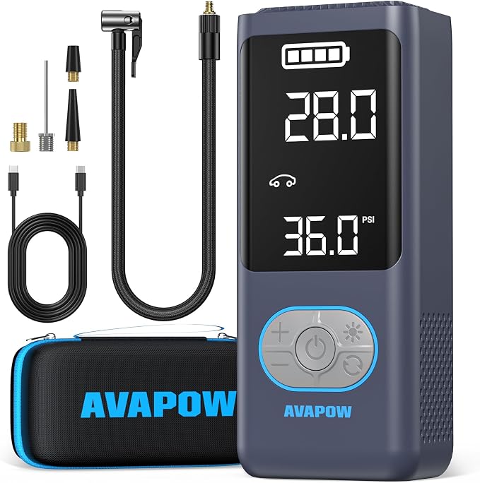 AVAPOW AP18 Tire Inflator Portable Air Compressor, 300% Faster 150 PSI Cordless by AVAPOW