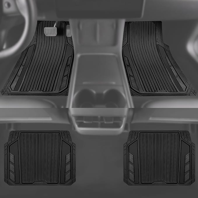CAR PASS Heavy Duty Sporty Rubber Car Mats, Deep Dish All Weather Car Floor - Image 5