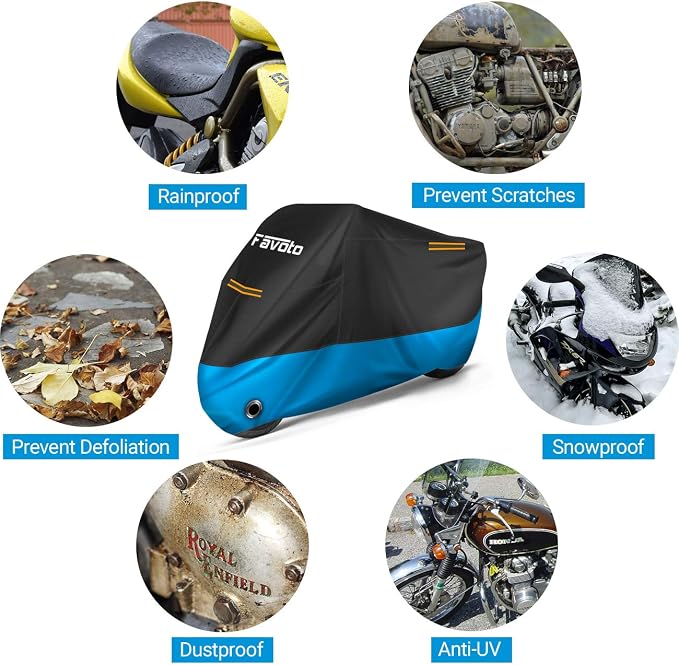 Favoto Motorcycle Cover 96.5 inches Length All Season Universal Weather - Image 7