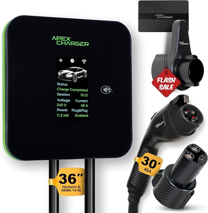 MACH 2:Fast Level 2 EV Charger 48 amp Garage-pro Wall-Mount. Electric Vehicle by ApexCharger