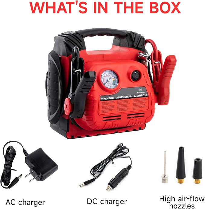 Car Battery Jump Starter with Air Compressor Portable Tire Inflator, 260PSI - Image 7