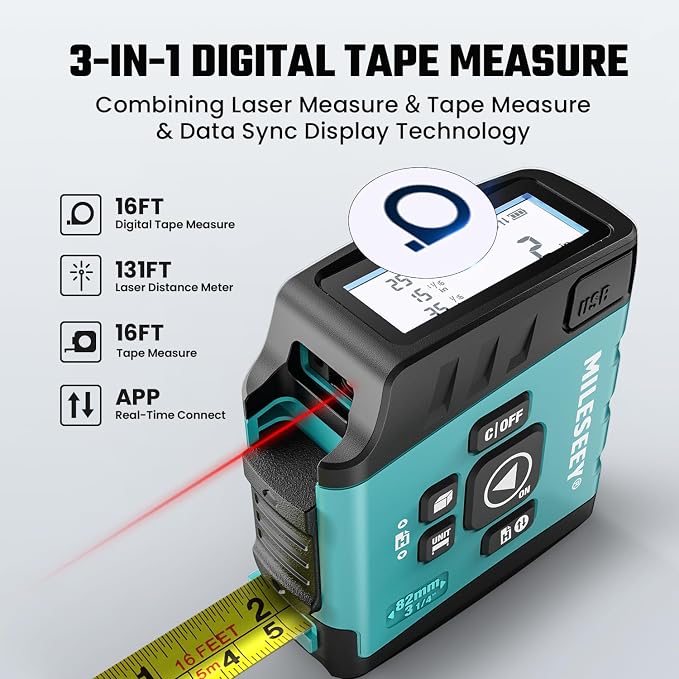 MiLESEEY DT20 Laser Tape Measure 3-in-1, 130FT Laser Distance Meter, 16FT - Image 8