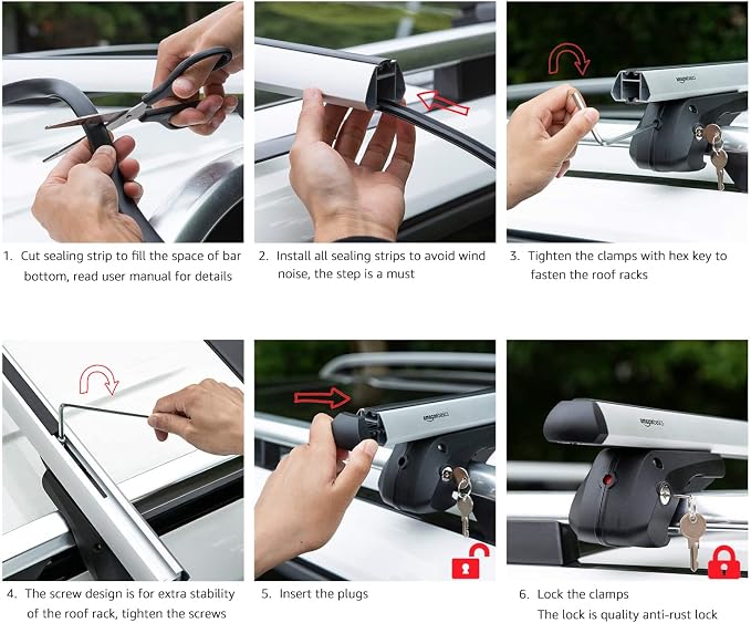 Amazon Basics Cross Rail Roof Rack, 56 inches, Fits up to 49.6" Spans between - Image 4