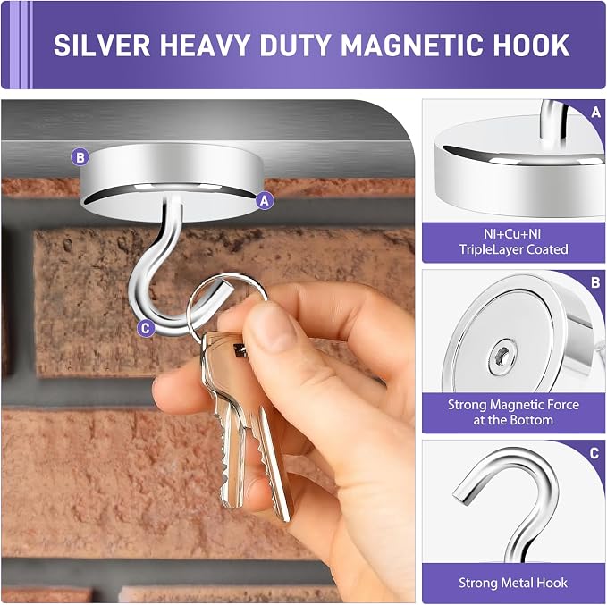 Neosmuk Magnetic Hooks, Cruise Ship Essentials, 100lb+ Heavy Duty Magnetic Hooks - Image 4