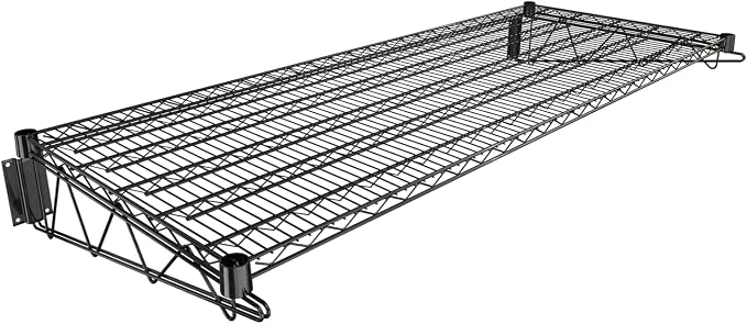 24" x 60" Black Epoxy Wire Wall Mount Shelf by Krollen+Industrial