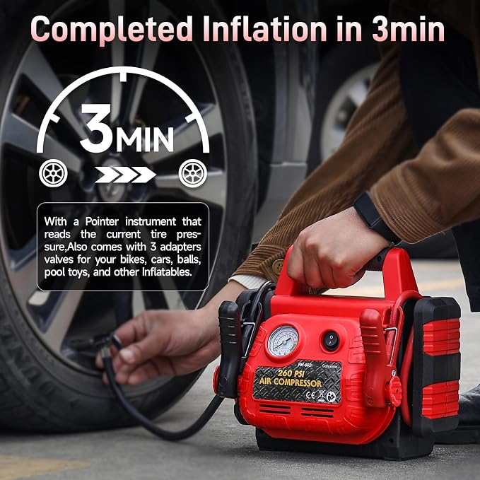 Car Battery Jump Starter with Air Compressor 1000Amp Portable Jump Starter - Image 3