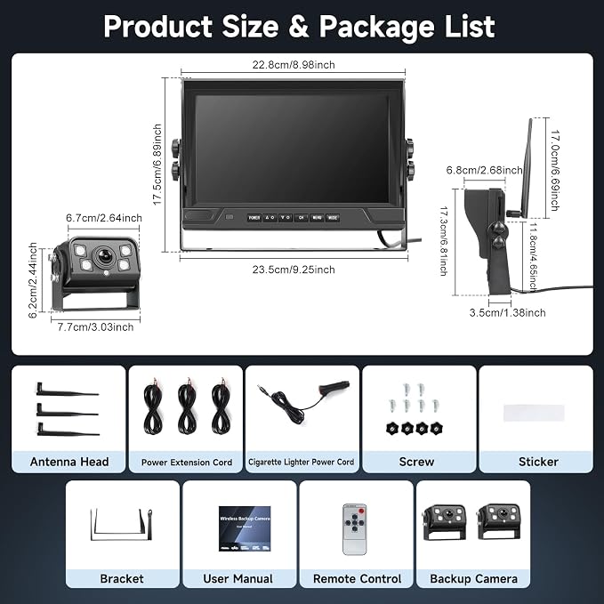 Hodozzy Wireless Backup Camera Digital System Kit, 9 Inch Dual Split Screen - Image 8