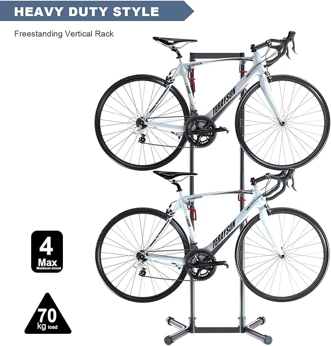teraysun Indoor 4 Bike Storage Rack, Adjustable Arm Hook - Image 7