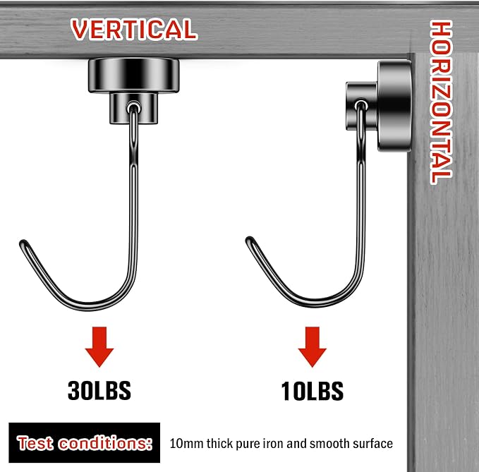 FINDMAG Black Magnetic Hooks, 30lbs+ Strong Magnetic Hooks - Image 3