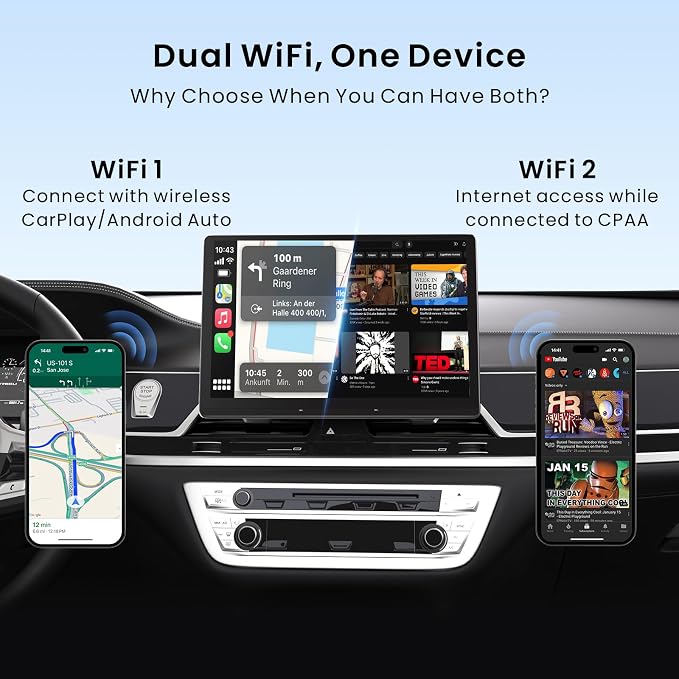 Ai Box Carplay/Android Auto Wireless Adapter, 4-in-1 Ai Box, Dual Bluetooth/WiFi - Image 6