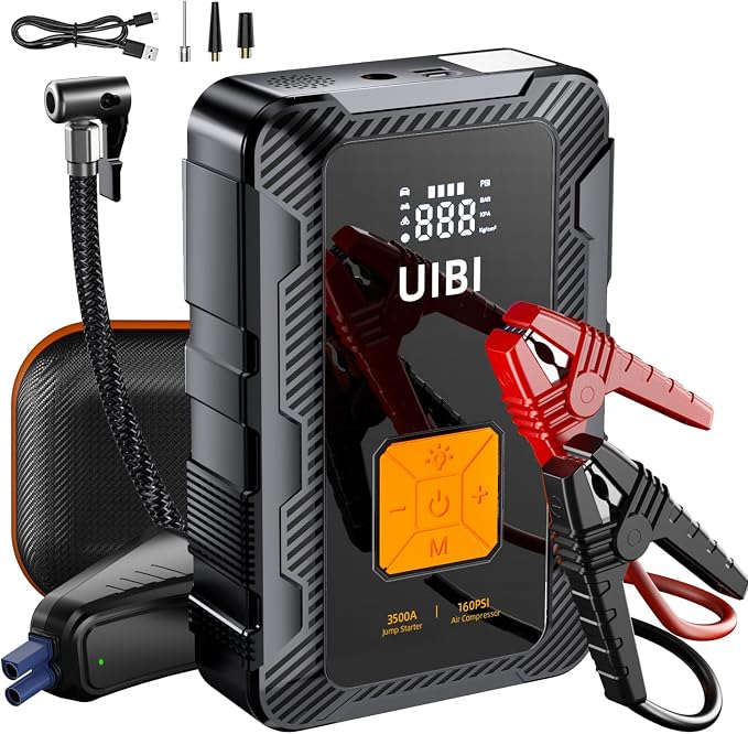 X7 Jump Starter with Air Compressor 160PSI, 3500A Car Battery Jumper Starter by UIBI