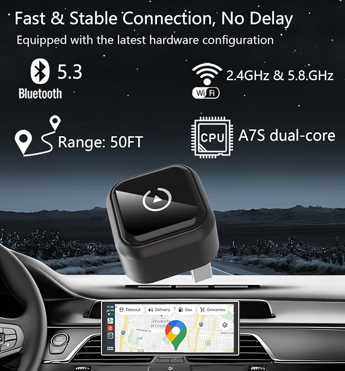Wireless Carplay Adapter for Apple iPhone & Android Auto Wireless Adapter 2 in 1 - Image 6