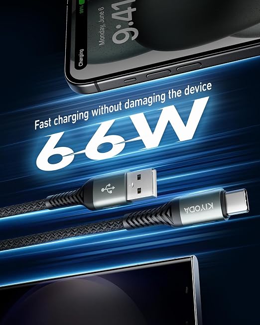 USB C Cable Coiled 6FT 2Pack, Braided USB A to Type C Charger Cable - Image 3
