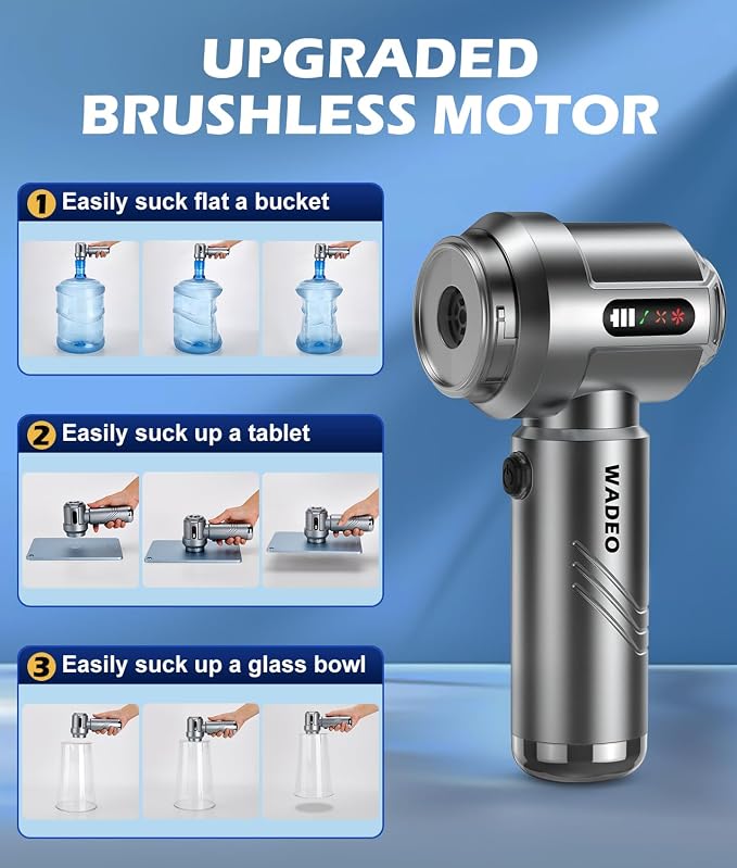 WADEO Car Vacuum Portable Cordless 18000PA, 4-in-1 Handheld Vacuum Cleaner and - Image 2