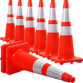 Overall Fluorescent Orange Red Integrated Traffic Cones, Road Cones by OranLite