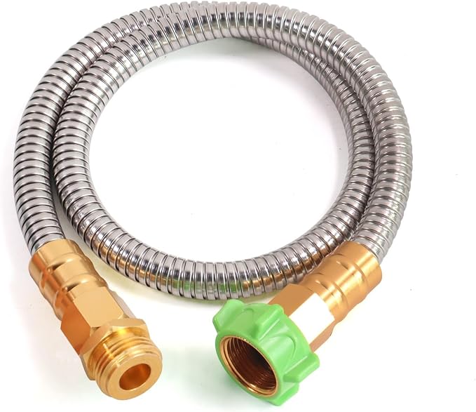 Metal Short Garden Hose 3 ft, Stainless Steel Hose Leader, Small Water Hose by Sunifier