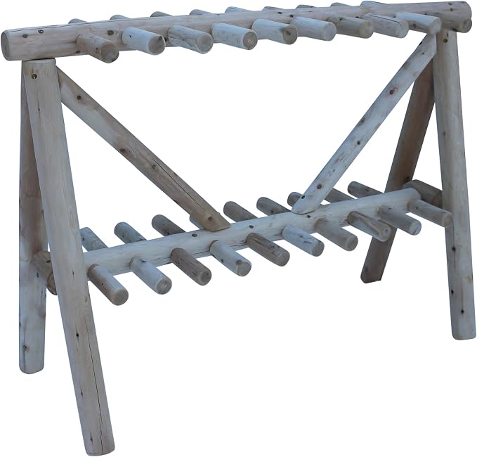 21-Place Freestanding Log Ski Rack Holder, Indoor & Outdoor Snowboard Racks - Image 7