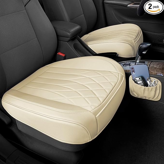 2 Pack Leather Front Car Seat Cover Bottom Car Seat, Universal Anti-Slip Driver by BEITK