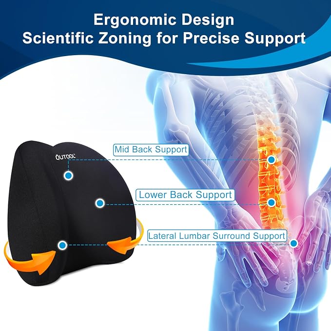 QUTOOL Lumbar Support Pillow for Office Chair, Memory Foam Low Back Support - Image 5