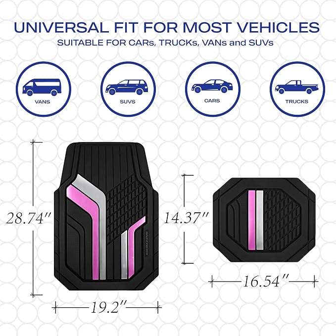 Skechers Heavy Duty Rubber Car Floor Mats, Dual Color Design Floor Mats - Image 6