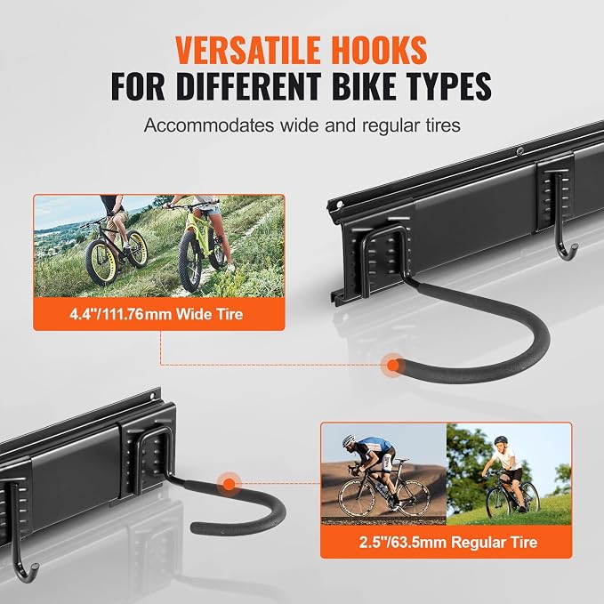 VEVOR Bike Storage Rack, 6 Bike Racks and 3 Helmets Hooks, Wall Mount Bike - Image 4
