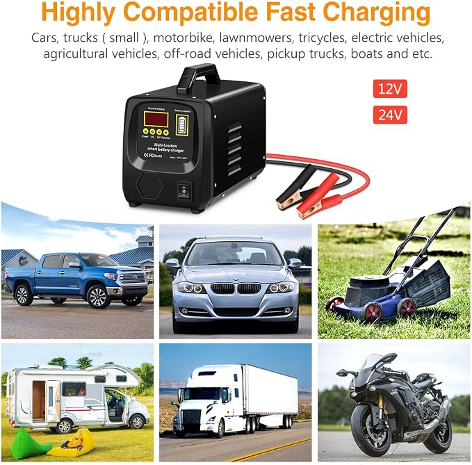 Outerman Car Battery Charger, 24V/12V Fully-Automatic Battery Charger - Image 7