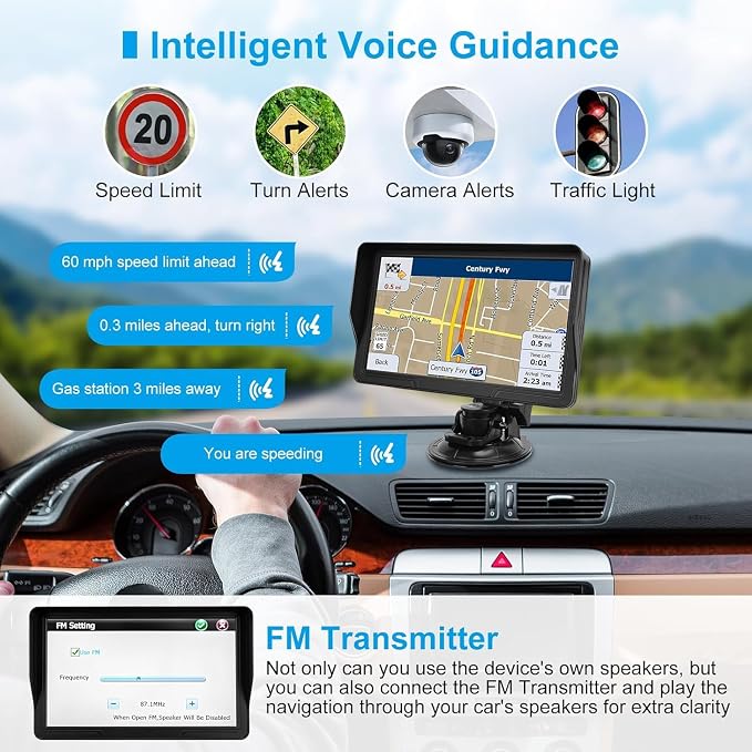 GPS Navigator for Car Truck RV, 9 inch Touch Screen Latest 2025 Map, Real Voice - Image 3