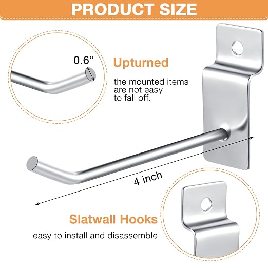 Moxweyeni 100 Pcs Heavy Duty Slatwall Panel Hooks Hanging Metal Slat Wall - Image 2