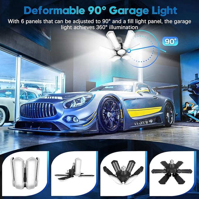 TANBABY 2 Pack LED Garage Lights, 150W Deformable Best Ceiling Shop Lights - Image 3