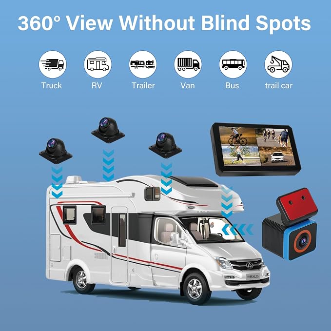 6CH AI WiFi GPS Sentry Mode RV Backup Camera System 10.1" Touch Screen Monitor - Image 7