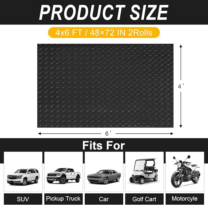 4x6 FT Garage Floor Mat, 2 Rolls 2.8mm Thickened Flooring Roll 48 sqft Diamond - Image 2