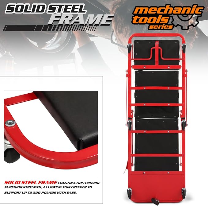 M-AUTO Heavy-Duty Convertible Mechanic Creeper, Z-Creeper 2-in-1 Creeper and - Image 5
