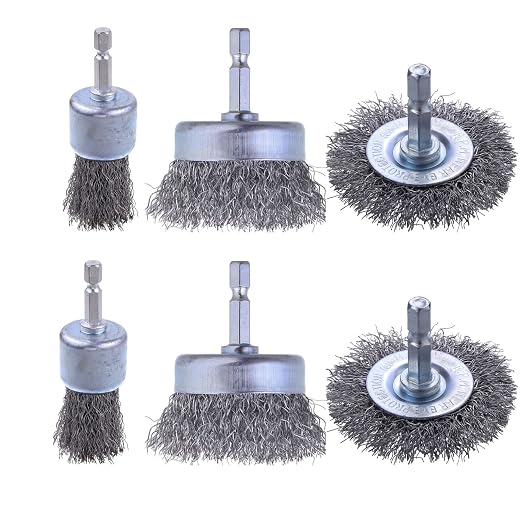 Rocaris 6 Pack Carbon Steel Wire Wheel and Pen Brush Set by Rocaris