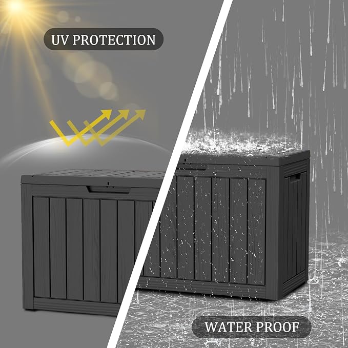 100 Gallon Resin Deck Box, Waterproof Outdoor Storage Bin - Image 4