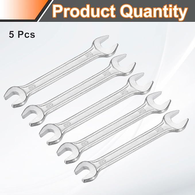 HARFINGTON 5pcs Double Open End Wrench 8mm x 10mm Metric 15 Degree Offset Angle - Image 3