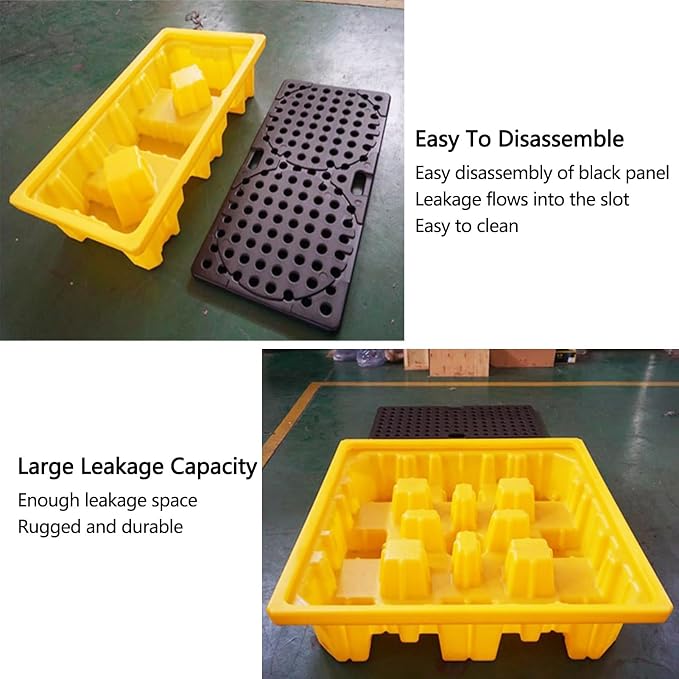 2 Drum Containment Spill Pallet, Polyethylene Low Profile Paint Bucket Tray - Image 6