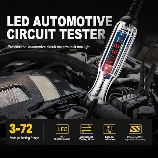 Upgraded 3-72V LED Digital Automotive Circuit Tester, DC Voltage Test Light - Image 2
