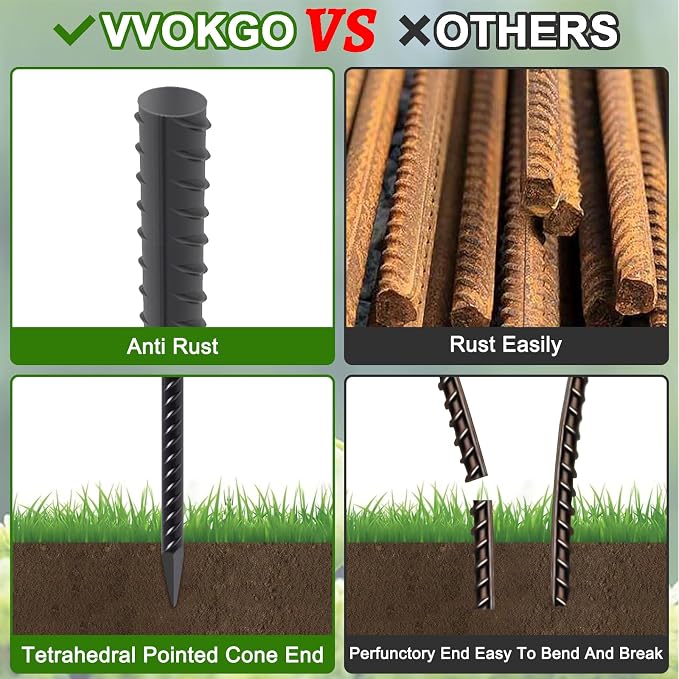 VVOKGO Rebar Stakes 48 Inch 8-Pack Concrete Form Stakes Heavy Duty Straight - Image 3