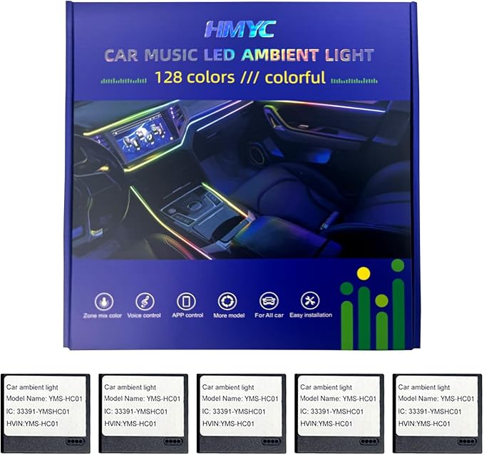 Car Interior Ambient Lights, 18 in 1 128 Colorful LED Acrylic Fiber Optic Strip - Image 9