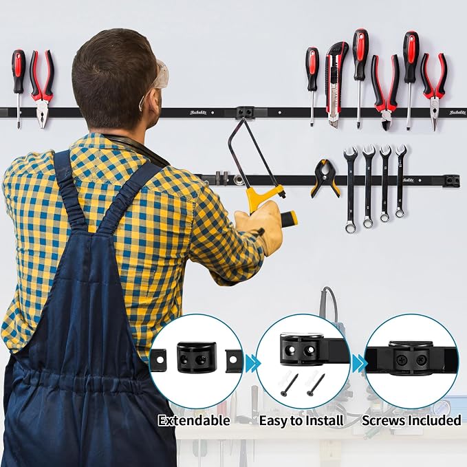 6 Pieces 24" Magnetic Tool Holder Strip, Metal Tool Organizer Rack - Image 3