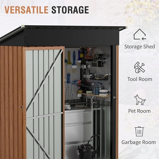 5x3 Ft Storage Shed, Outdoor Metal Shed - Image 3