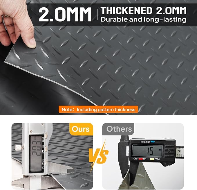 TUFFIOM 7.5x22 FT Garage Floor Mat, Thickened Diamond Plate PVC Garage Mats - Image 7