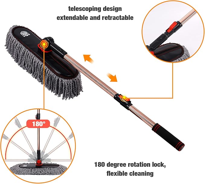 Car Duster Set, Car Duster Exterior Extendable Handle, Scratch Remover Large - Image 4