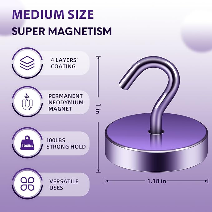 Neosmuk Magnetic Hooks, Cruise Ship Essentials, 100lb+ Heavy Duty Magnetic Hooks - Image 6