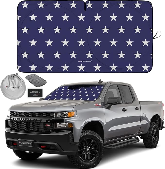 Autoamerics 1-Piece Windshield Sun Shade American Stars Flag USA Patriotic by AutoamericsUS