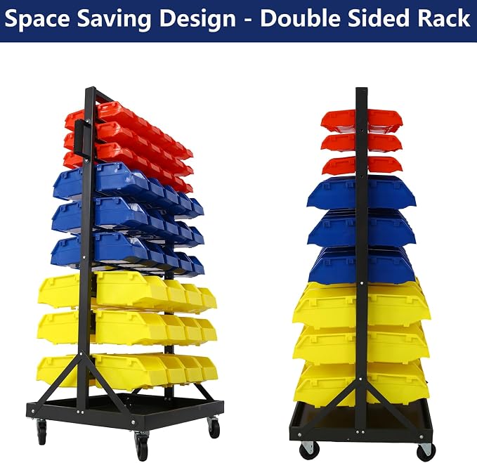 90 Parts Bin Rack Garage Storage Unit 9 Tiers System Steel Shelf - Image 4