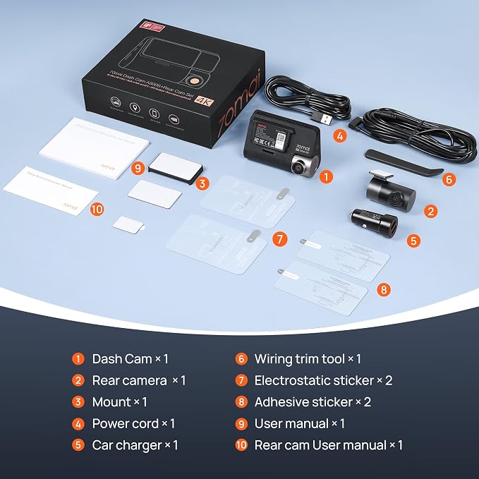 70mai 4K Dash Cam Front and Rear - Image 8