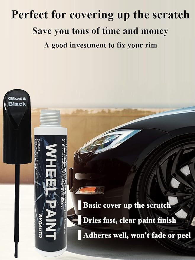 SYOAUTO Gloss Black Rim Touch Up Paint, Car Wheel Scratch Repair Touch Up Paint - Image 7