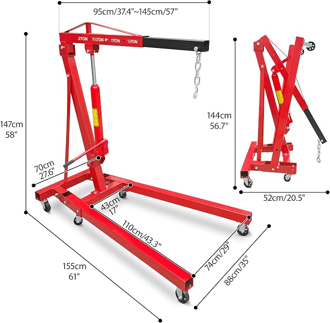 2 Ton Folding Hydraulic Engine Hoist - Image 6