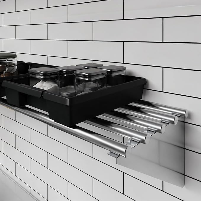 AmGood 14 in. x 36 in. NSF Stainless Steel Tubular Wall Shelf | Heavy-Duty - Image 6